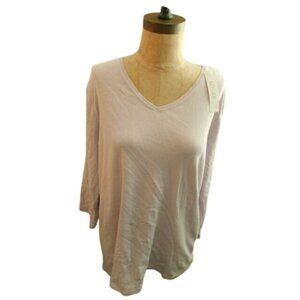 Chico's Size XL (3) Lavendar Cotton Scoop neck 3/4 Sleeve Top NWT